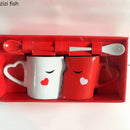 Axya Couple Ceramic Mugs Set - 2 Piece Pair Cups for Breakfast & Drinks
