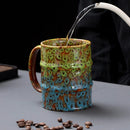 Axyaa Colorful Large Ceramic Coffee Mug Set - 500-600ml Tea Tools, Beer Barrel