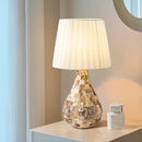 Axyaa Modern Shell Table Lamp with White Fabric Shade, E27 LED Bulb