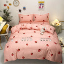 Axyaa Strawberry Double Sheet Bedding Set: Queen/King Size Comforter & Duvet Cover