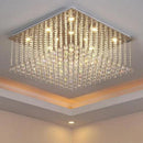 Axyaa Luxury Living Room Crystal Chandelier - LED Flush Mount Pendant Light