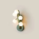 Axyaa Green Metal Wall Light with Adjustable Switch and Acrylic Orchid Lampshade