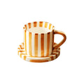 Axyaa Hand-painted Japanese Style Ceramic Mug Set, Vintage Striped Coffee Cup with Saucer