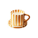 Axyaa Hand-painted Japanese Style Ceramic Mug Set, Vintage Striped Coffee Cup with Saucer