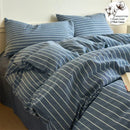 Axyaa Luxury Cotton Stripe Duvet Cover Set - Yarn-Dyed Bedding Set