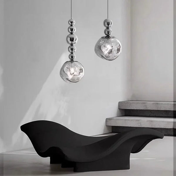Axyaa Nordic Luxury Round Chandelier for Bar Counter, Bedroom, and Restaurant, Postmodern Lava Lamp