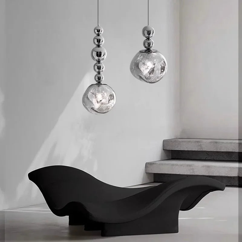 Axyaa Nordic Luxury Round Chandelier for Bar Counter, Bedroom, and Restaurant, Postmodern Lava Lamp