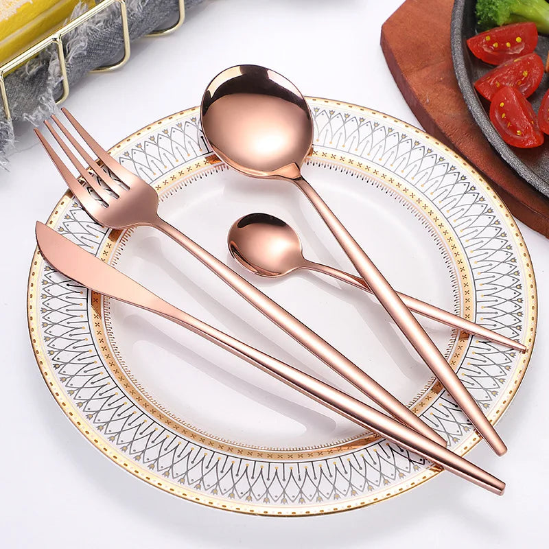 Axyaa 16-Piece Stainless Steel Tableware Set for Home, Hotel, and Restaurant