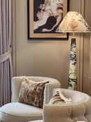 Axyaa Velvet Floral Desk Lamp - Antique Northeast Style, Bedroom Bedside Atmosphere