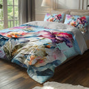 Axyaa Watercolor Floral Microfiber Bedding Set - Soft Duvet Cover for Bedroom