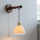 Axyaa Ceramic Wood Brass LED Wall Lamp Sconce Home Decor Arandela Mirror Light