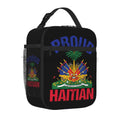 Axyaa Haiti Flag Insulated Lunch Bag: Portable, Waterproof, Thermal Oxford Tote