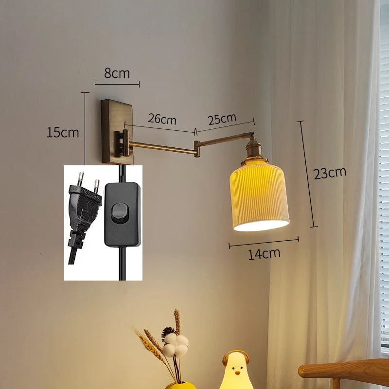 Axyaa Nordic LED Wall Sconce Left Right Rotate Pull Chain Switch Stair Light