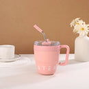 Axyaa Stainless Steel Double Layer Mug with Straw Lid - 480ml