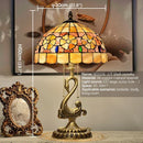Axyaa Modern Brass Table Lamp LED Tiffany Shell Decor Retro Copper Desk Light