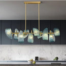 Axyaa Blue Glass Luxury LED Pendant Chandelier for Home Decor Lighting