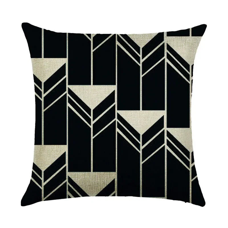 Axyaa Abstract Geometry Linen Pillowcase 45*45cm Square Home Sofa Decor Cover