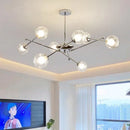 Axyaa Glass Chandelier Magic Bean Lights Chrome Pendant Lamp for Living Room