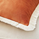 Axyaa Velvet Decorative Pillow Cover with Tassels - Orange/Ivory/Green - 18x18/20x20/24x24