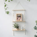 Wooden Macrame Display Stand Shelf for Home Decor by Axyaa