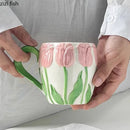 Axya Hand-Painted Ceramic Coffee Mug Tea Cup High Beauty Milk Cup Home Breakfast Cup