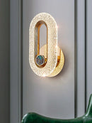 Axyaa Modern Crystal LED Wall Light for Home Decor - Round Oval Indoor Sconce