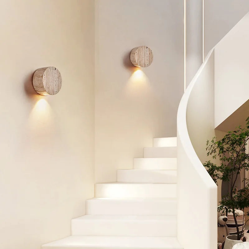 Axyaa Round Stone LED Wall Light for Atmosphere Art Decor
