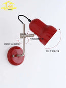 Axyaa Medieval Red/Orange LED Wall Lamp: Adjustable Iron Art for Bedroom Study Reading