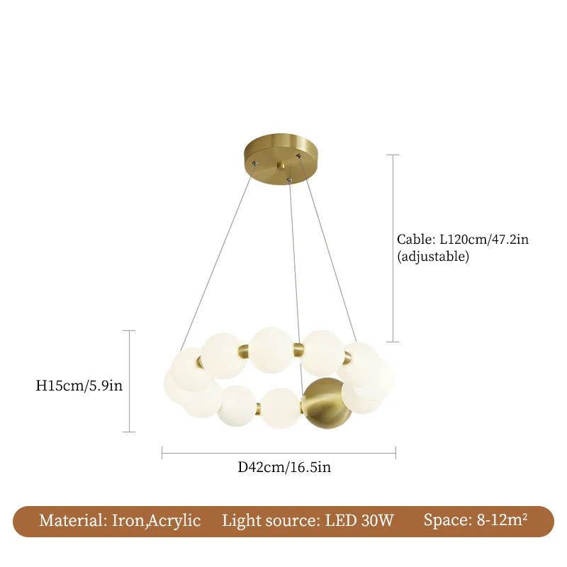 Axyaa White Ball Pendant Chandelier - Luxury LED Ceiling Light for Home Decor