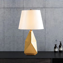 Axyaa Irregular Metal Bedside Desk Lamp with Fabric Lampshade for Home Decor