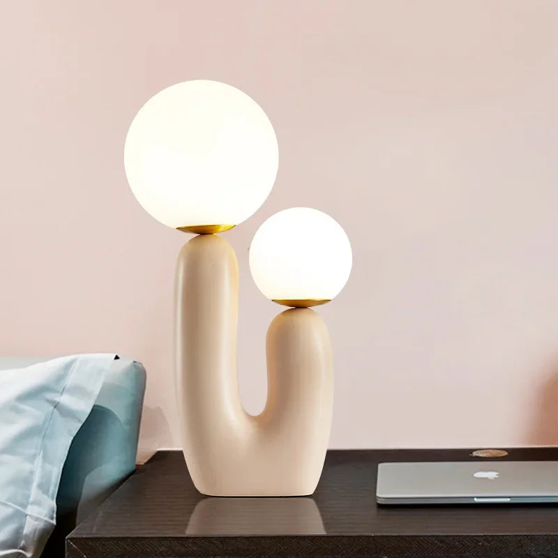Axyaa Glass Table Lamp: Postmodern Resin Art for Bedroom, Living Room, Study & Decor