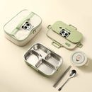 Axyaa Stainless Steel Divided Lunch Box Set – Large Capacity, Portable, Microwave Safe