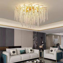 Axyaa Luxury Chrome Crystal LED Ceiling Chandelier Light - Silver Crystal Ceiling Light