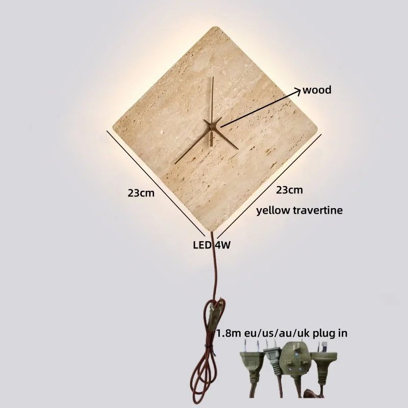 Axyaa LED Wall Clock Yellow Stone Light for Modern Nordic Decor