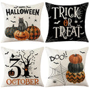 Axyaa Halloween Pumpkin Print Pillowcase 45x45 Cojines Linen Polyester Home Decoration