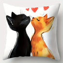 Axyaa Kitten Family Sofa Pillow Covers Set, 17.7"x17.7", Home Decor Solution