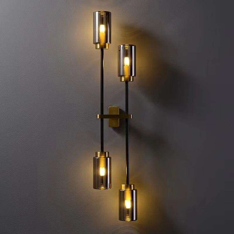 Axya Black Glass Wall Lamp: Modern American Nordic Sconce for Home Decor