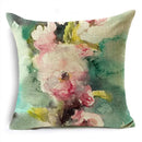 Axyaa Spring Floral Oil Painting Pillowcase for Home and Car Decor