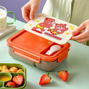 Kids Bento Lunch Box 4 Compartment Microwave Leakproof Lunchbox with Sauce Container by Axyaa