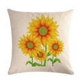 Axyaa Sunflower Pattern Linen Throw Pillow - 45*45cm