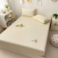 Axyaa Embroidered Milk Fleece Cotton Mattress Cover for Single Bed