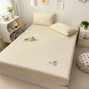 Axyaa Embroidered Milk Fleece Cotton Mattress Cover for Single Bed