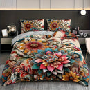 Axyaa Bohemian Mandala Floral Bedding Set - 3pcs Duvet Cover + 2 Pillowcases