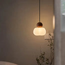 Axyaa Nordic LED Pendant Chandelier with Wood Lampshade for Bedroom and Dining Room