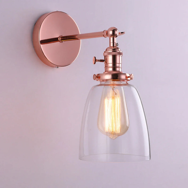 Axyaa Minimalist Glass Wall Lamps Antique Bronze Finish for Living Room Bedroom