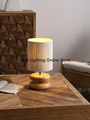 Axyaa Walnut Wood Bedside Table Lamp - Retro Design for Bedroom and Living Room