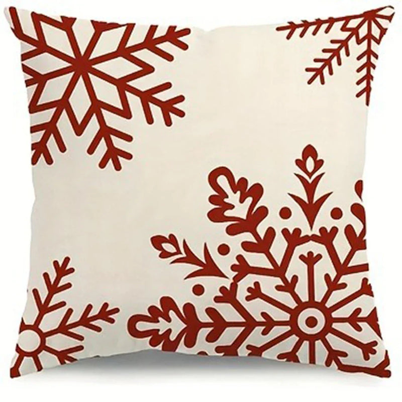 Axyaa Red Snowflake Christmas Tree Pillowcover for Festive Living Room Decor