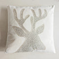 Grey Deer Christmas Tree Embroidered Cushion Cover by Axyaa – Cozy Living Room Decor