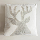 Grey Deer Christmas Tree Embroidered Cushion Cover by Axyaa – Cozy Living Room Decor