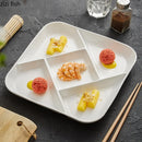 Axyaa Square Ceramic Multi Grid Snack Platter - White Dessert Sushi Plate